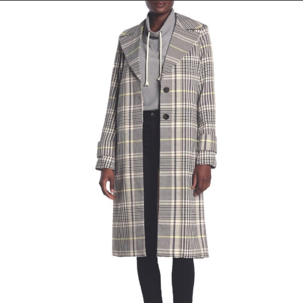 Avec Les Filles Plaid Trench Coat